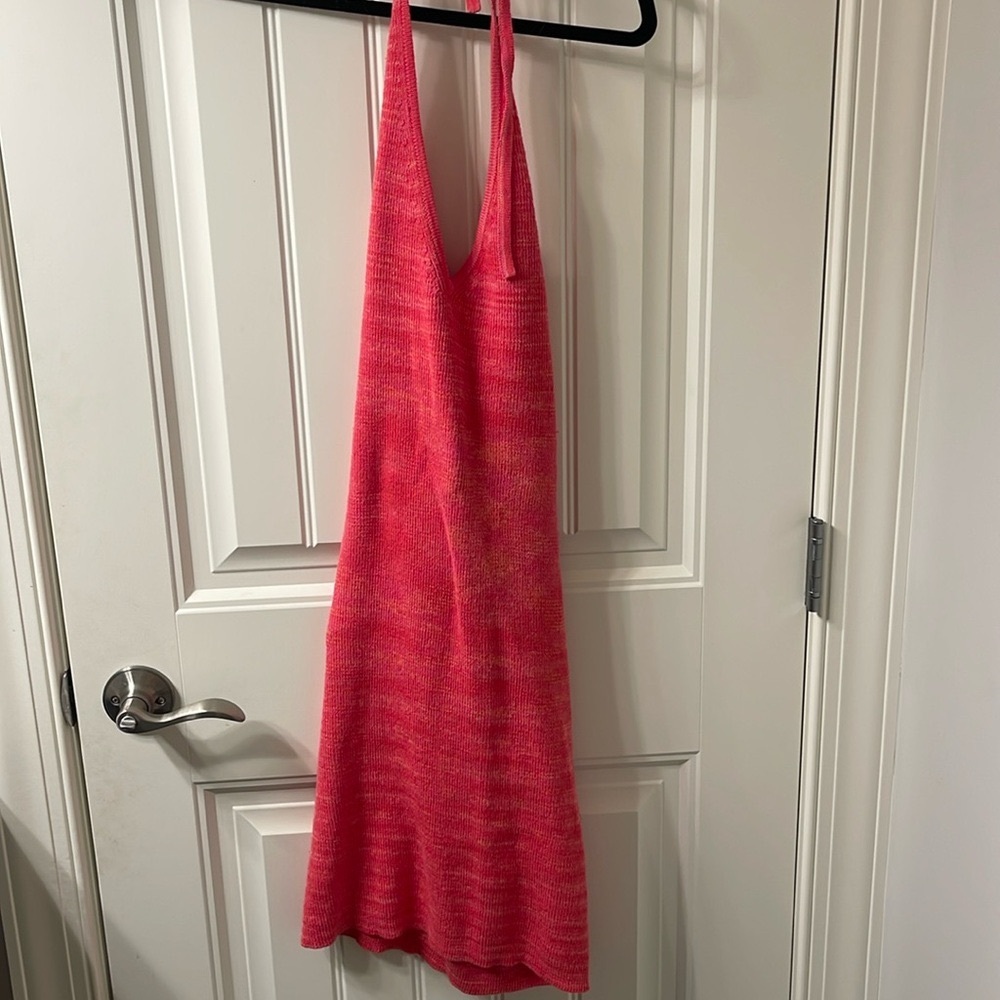 Knit halter pink dress